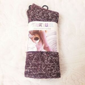 Original Muk Luks Knee High Socks 1 Pair Eggplant Multi Color Confetti OSFM New